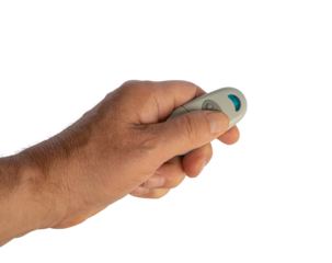 a male hand with the remote control isolated