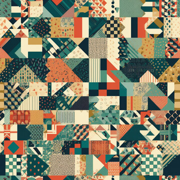 A Continuous Repeating Tile Pattern with an Patchwork Quilt Design | Generative AI
