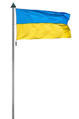 Ukrainian flag on a pole on transparent background
