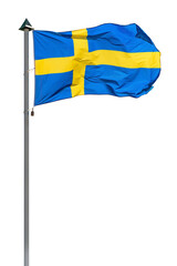 Swedish flag on a pole on transparent background