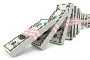 stack of dollars isolated on white