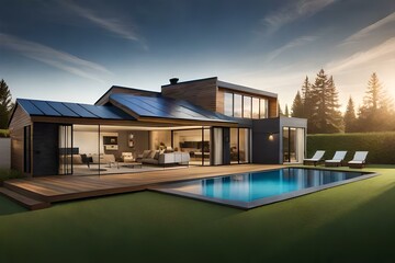 Residential solar panels for the house. Generative AI