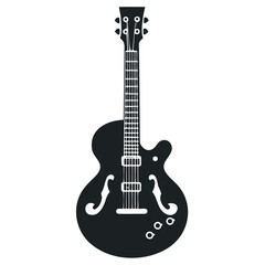 Fototapeta premium Acoustic guitar black silhouette. Music instrument icon. Vector illustration.