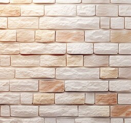 Background of a brick wall texture in cream and white. Interior rock ancient pattern design flooring made of brick and stone, generative AI
