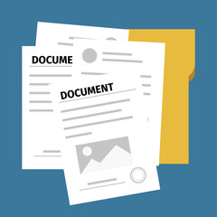 papers. documents. an important matter. the seal of the firm or company. registration of real estate. tax report. supporting document. vector illustration. black color. on a white background.