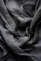 Obraz premium black silk, transparent fabric, monochrome chaos. Ai generative art