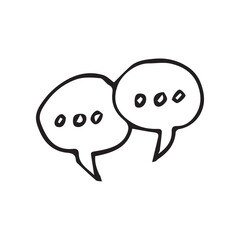 correspondence. sms. to send. information. message. conversation. monologue. to answer. to say. to tell. a bubble for a message. vector image. on a white background. doodle. black color.