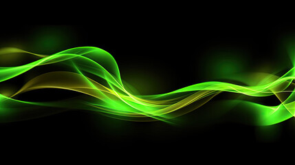 Neon green light waves with black background