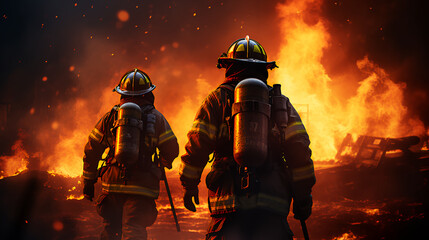 In to the fire, firefighters searching for possible survivors, firefighters fighting fire, firefighters in action, 