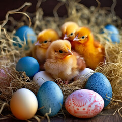 easter eggs and chicken