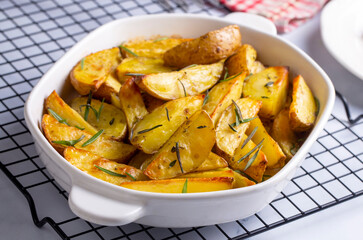 Baked spiced potatoes look delicious.