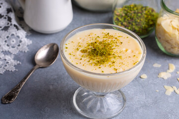 Traditional delicious Turkish Desserts; Keskul - Pudding