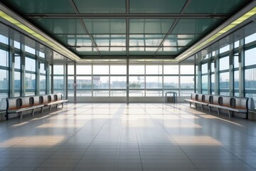 stock photo of empty Bus station photography Generated AI - obrazy, fototapety, plakaty