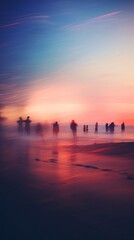 Blurred atmosphere of a beach party. Generative AI