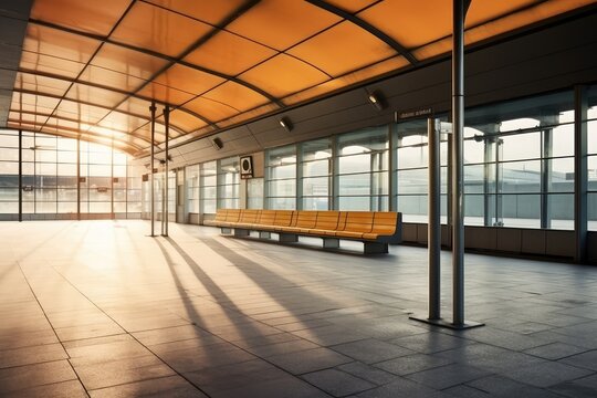 stock photo of empty Bus station photography Generated AI