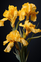 Iris lutescens or yellow Iris flower in the garden. Generative AI.