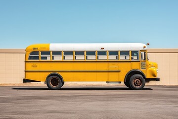 empty Old Yellow School Bus profesional photography ai generated