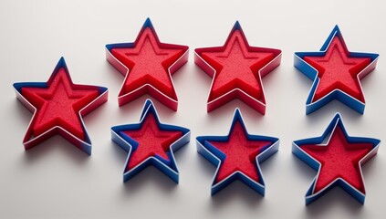 Obraz premium A Stunningly Beautiful Red, White And Blue Stars Are Arranged In A Row