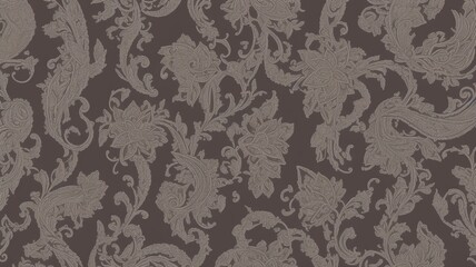 An Elegant Wallpaper With A Large Pattern Of Flowers And Birds