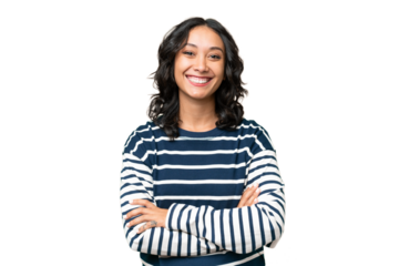 Young Argentinian woman over isolated background keeping the arms crossed in frontal position