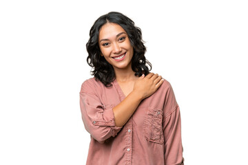 Young Argentinian woman over isolated background laughing