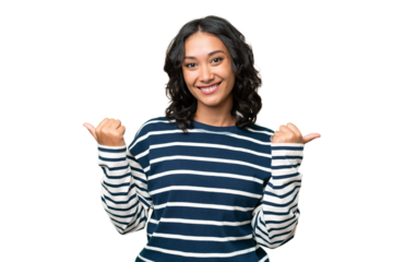 Young Argentinian woman over isolated background with thumbs up gesture and smiling
