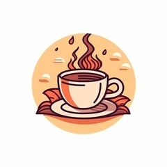 Cup of hot coffee with steam. Vector illustration in flat style. Flat clipart illustration of a colorful coffee mug on white background. Caffeine concept.