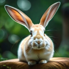 A rabbit its soft, fluffy fur and delicate features ,has a compact and agile body,Atop its head sit a pair of long, expressive ears , various colors, realistic picture .
