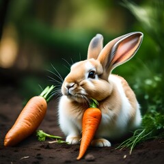 A rabbit its soft, fluffy fur and delicate features ,has a compact and agile body,Atop its head sit a pair of long, expressive ears , various colors, realistic picture .
