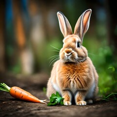 A rabbit its soft, fluffy fur and delicate features ,has a compact and agile body,Atop its head sit a pair of long, expressive ears , various colors, realistic picture .
