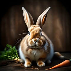 A rabbit its soft, fluffy fur and delicate features ,has a compact and agile body,Atop its head sit a pair of long, expressive ears , various colors, realistic picture .

