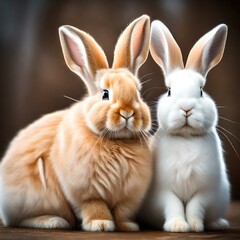 A rabbit its soft, fluffy fur and delicate features ,has a compact and agile body,Atop its head sit a pair of long, expressive ears , various colors, realistic picture .
