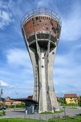 The damaged tower in Vukovar. Consequence of the war in Croatia. A war memorial turned into a...
