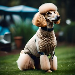 APoodle dog seting , nice backround .