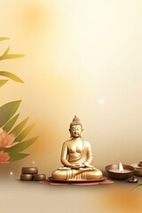 buddha statue background and free space for text, generative ai