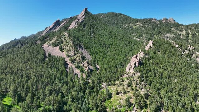 The Flatirons, rock formations at Chautauqua Park near Boulder, Colorado. High quality 4k footage