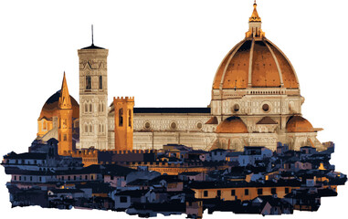 Naklejka premium Włochy, Florencja katedra Santa Maria del Fiore kopuła i dzwonnica
