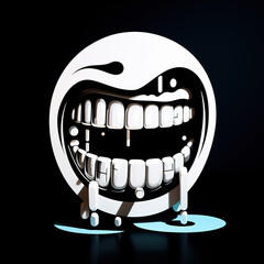 exaggerated facial expressions, smile, many toothy faces, black and white, cartoon