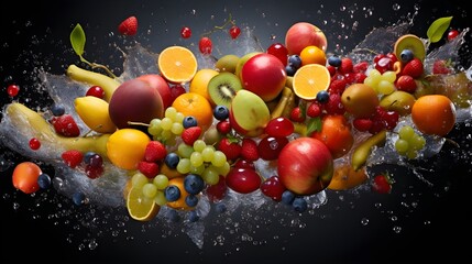 Fototapeta na wymiar fruits in water splash