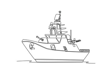 Continuous one line drawing Ocean travel transportation concept. Single line draw design vector graphic illustration.