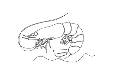 Single one line drawing Fish and wild marine animals concept. Continuous line draw design graphic vector illustration.