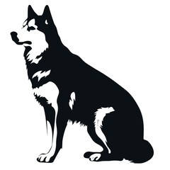 Dog Silhouette isolated graphic, wolf, puppy, breed, black and white