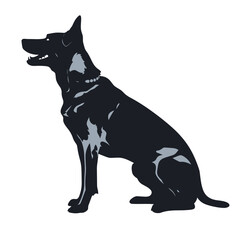 Dog Silhouette isolated graphic, wolf, puppy, breed, black and white