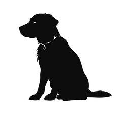 Dog Silhouette isolated graphic, wolf, puppy, breed, black and white