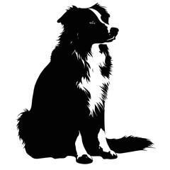 Dog Silhouette isolated graphic, wolf, puppy, breed, black and white