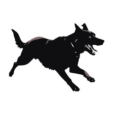 Dog Silhouette isolated graphic, wolf, puppy, breed, black and white