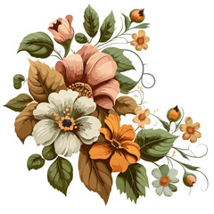 Flowers colourful graphic, vector svg, floral nature illustration