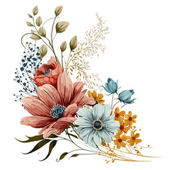 Flowers colourful graphic, vector svg, floral nature illustration