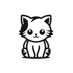 Cute looking cat, adorable kiity, kitten, graphic svg vector illustration of a little cat, young, head, big eyes