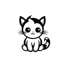 Cute looking cat, adorable kiity, kitten, graphic svg vector illustration of a little cat, young, head, big eyes